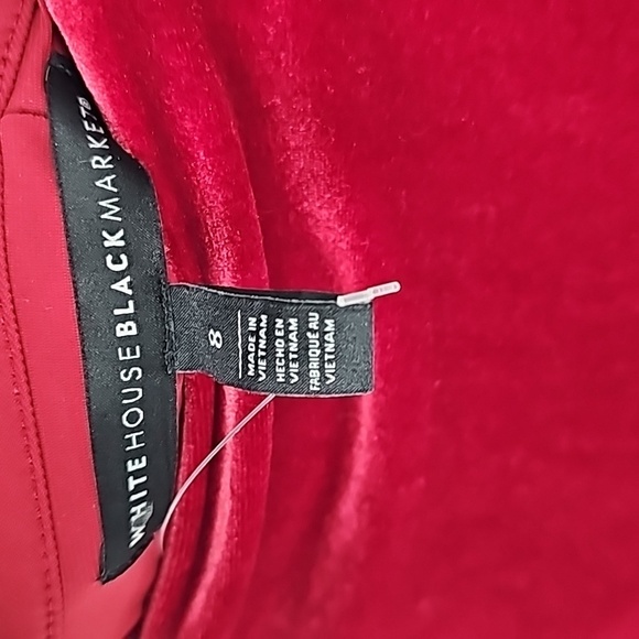 WHBM Cranberry Red Velvet Bodycon Pencil Skirt w Back Zip & Slit - Picture 3 of 12